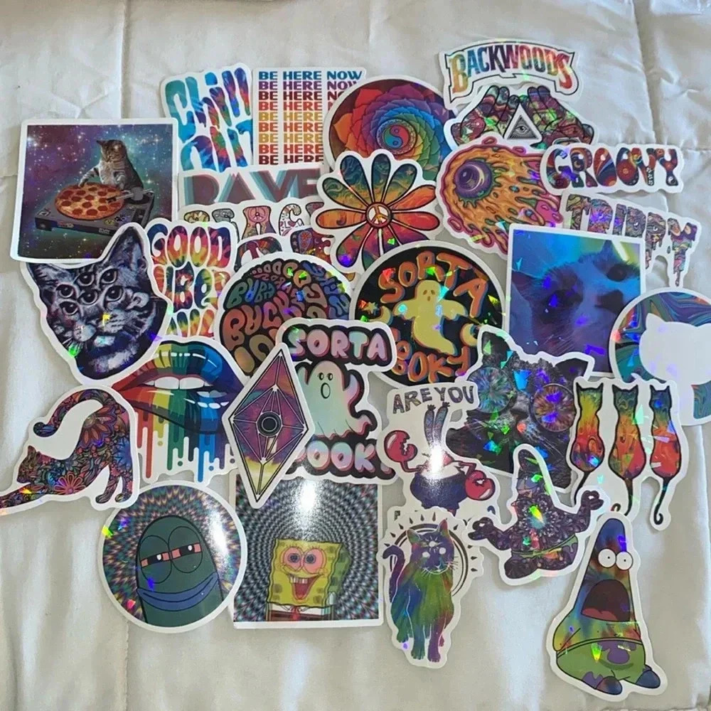 💚  2/$15 pack of 30 Mystery Trippy Psychedelic Stickers 2-4 Inches